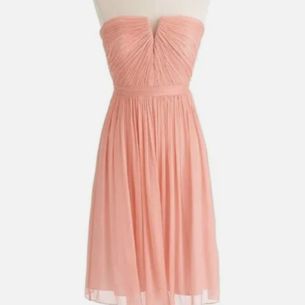 J Crew Nadia Strapless Silk Dress - Pink, Sz 2